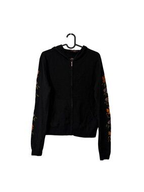 Raw 7 Vintage Y2K Cashmere Japanese Kimono Floral Sleeve Full Zip Hoodie Large